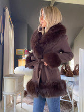 Load image into Gallery viewer, Chocolate Fur Trim Coat