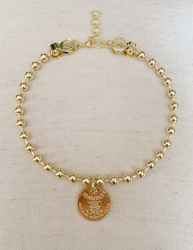 Champagne on Gold Beaded necklace