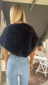 Black Faux Fur Shrug