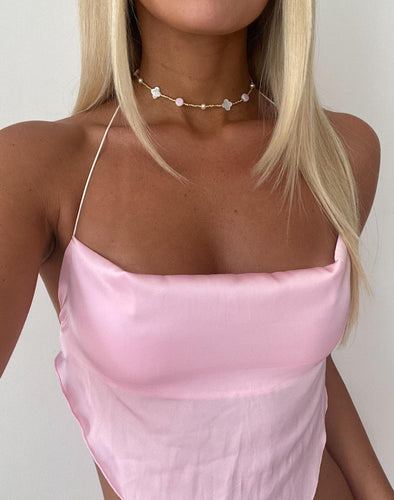 Clover, Pearl, and Pink Dot choker