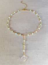 Load image into Gallery viewer, Clover on Sea Stone Drop necklace