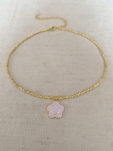 Enamel Smiley Flower choker