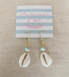 Sea Stone and Cowrie earrings