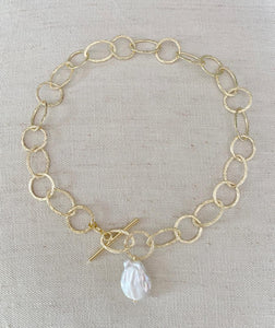 Freshwater Pearl on Oval Chain necklace