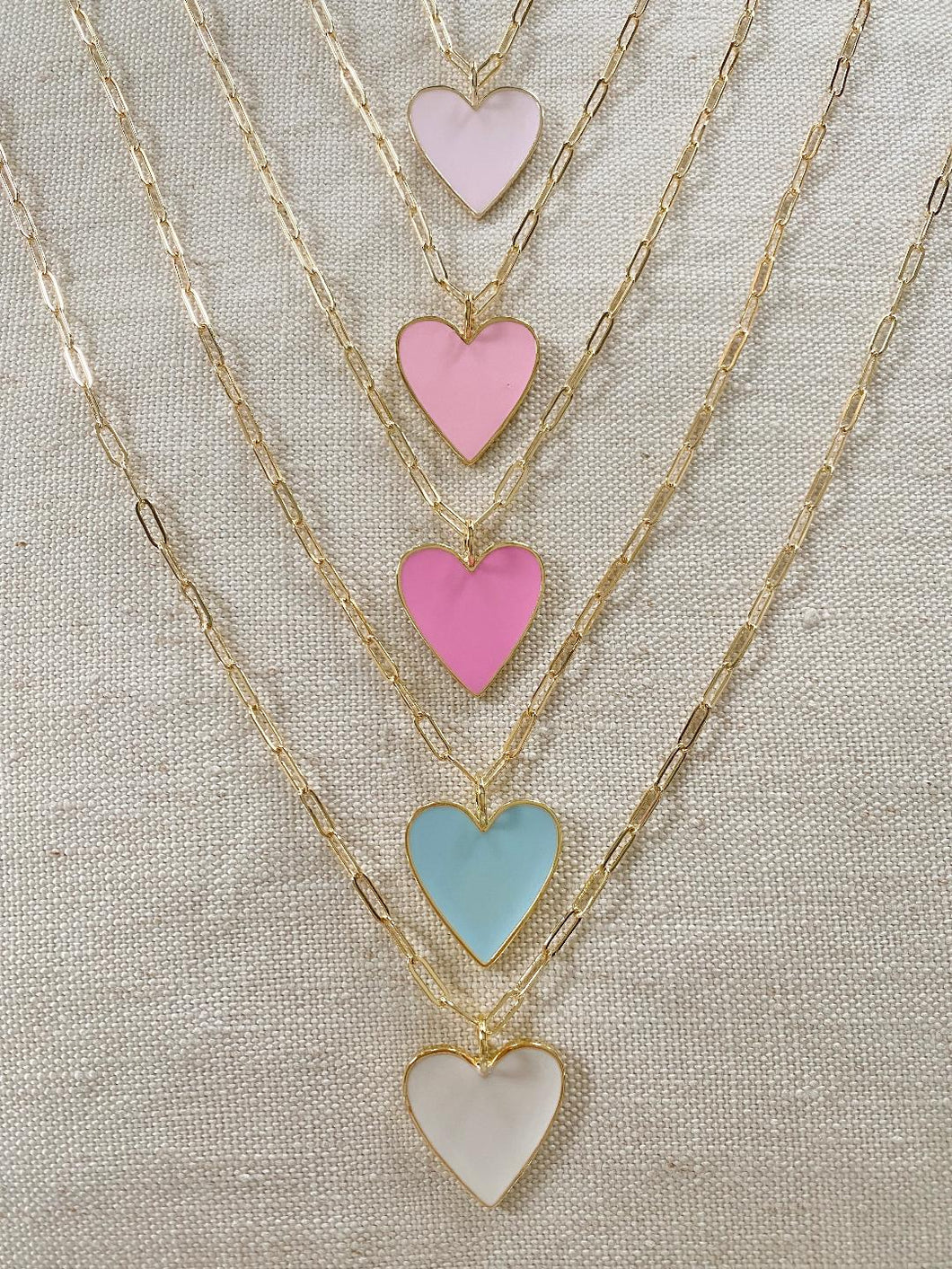 Medium Enamel Heart on Chain necklace